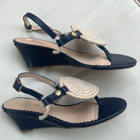 Jack Rogers Reef Edge Leather Sandal in Blue Size 6 - Picture 14 of 14